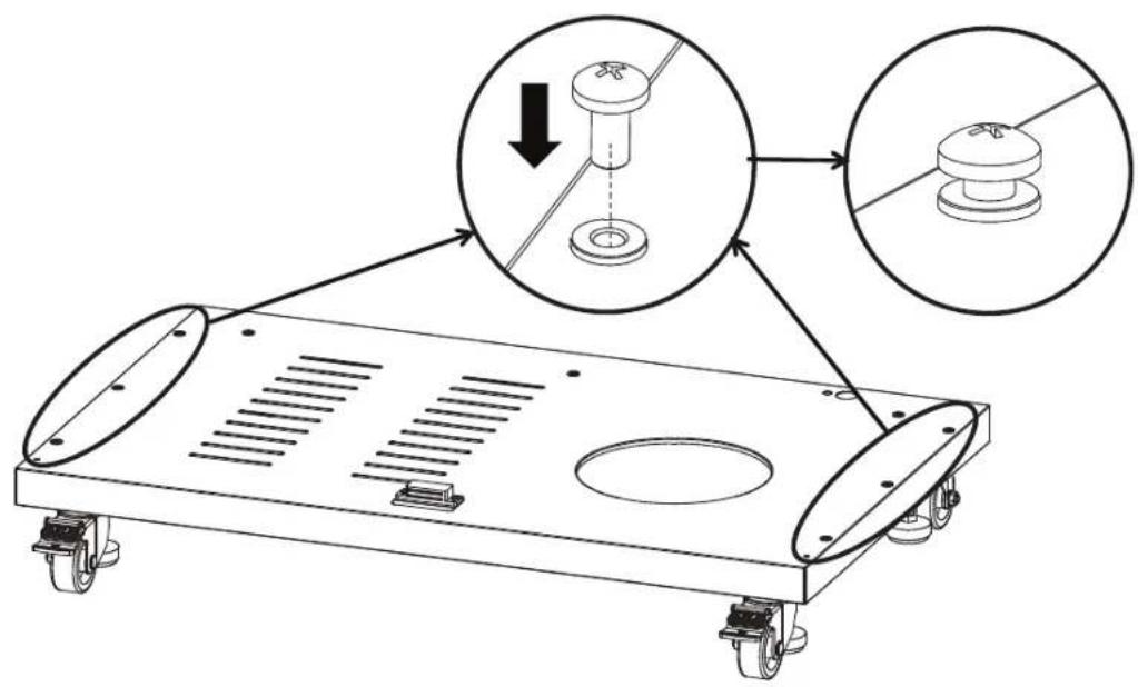 Technical diagram showing a mechanical component with labeled parts and a magnified inset illustrating the assembly process.