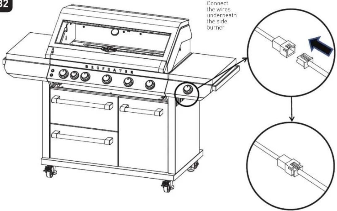 32 Connect the wires underneath the side burner BEUFLATER
