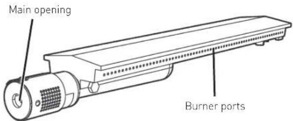 Main opening Burner ports