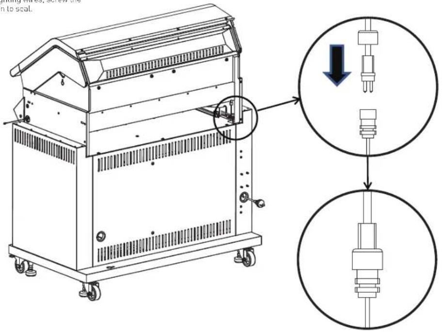 Technical diagram of a mechanical device with magnified insets showing internal components and assembly steps
