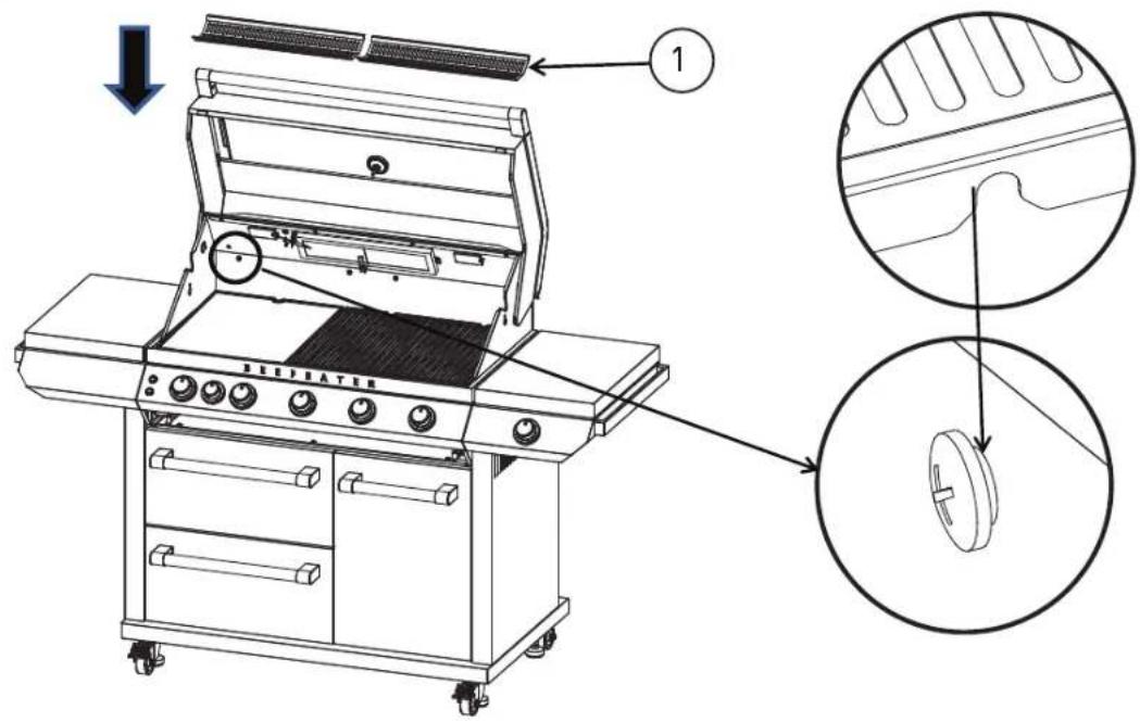 Technical diagram of a gas stove with labeled components and close-up views showing internal structure details.