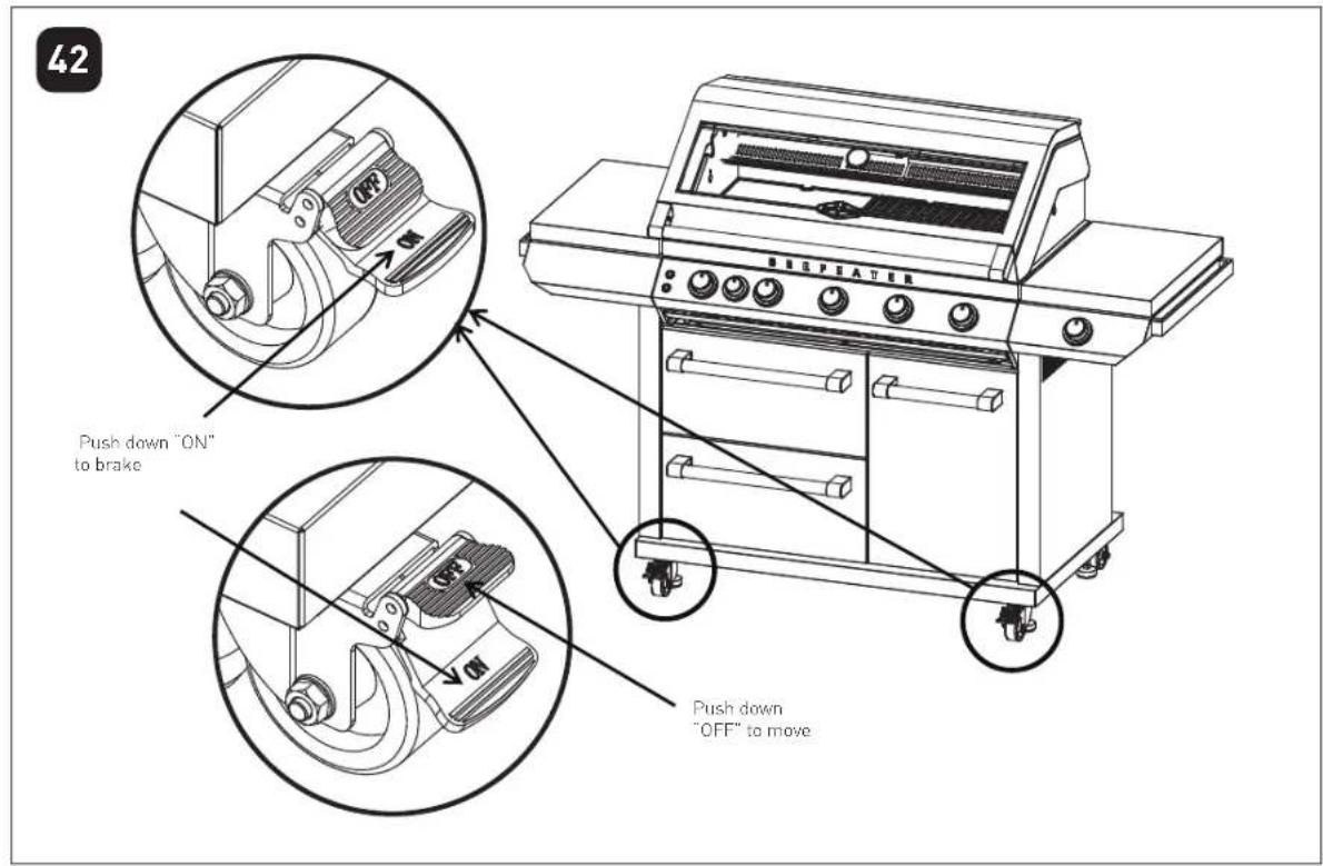 42 BESPEATER Push down "ON" to brake Push down "OFF" to move