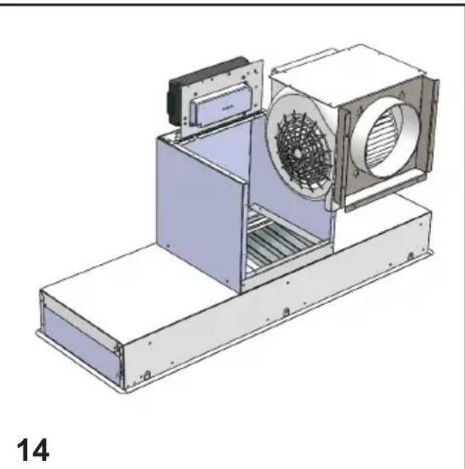 3D technical illustration of an industrial fan or fan assembly with a central fan and housing (no text or symbols visible)