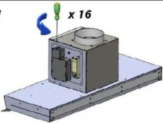 3D mechanical assembly diagram showing a component with a central cylindrical housing and labeled x 16 (no readable text or symbols)