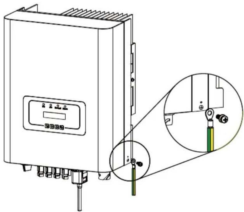 Deye SUN-7.5K Grid-tie Inverter - The connection of the ground line - 1