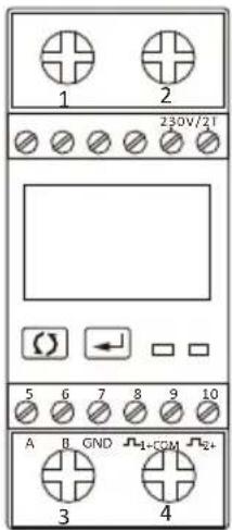 1 2 230V/21 5 6 7 8 9 10 A B GND Ψ₁+CCM Ψ₂+ 3 4
