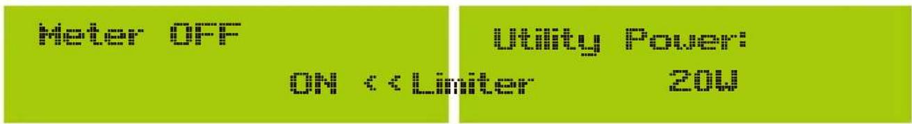 Meter OFF ON << Limiter 20V Utility Power: