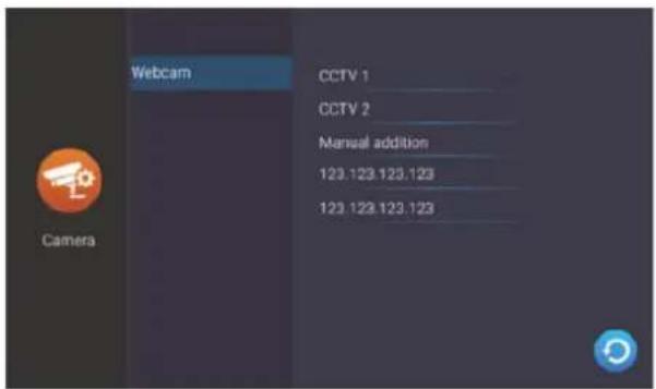 Webcam CCTV 1 CCTV 2 Manual addition 123.123.123.123 123.123.123.123 Camera