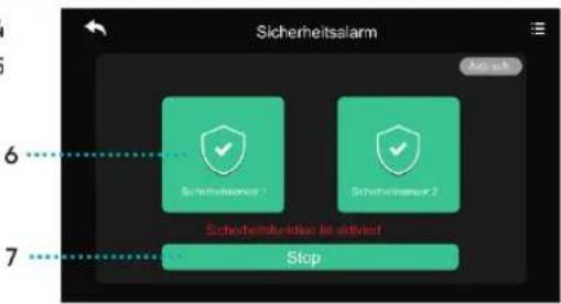 Sicherheitsalarm 6 Sicherheitsalarm 1 Sicherheitsalarm 2 Stop 6 7