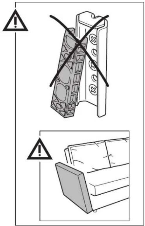Diagram illustrating warning symbols for a device with a crosshair and a 3D box, indicating no text or labels.