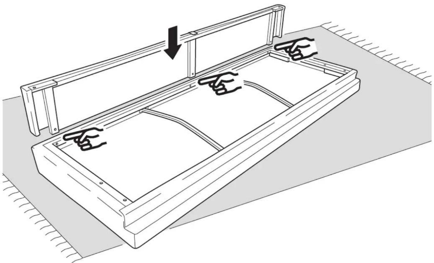 Technical diagram showing a mechanical assembly with labeled components and directional arrows indicating motion or force.