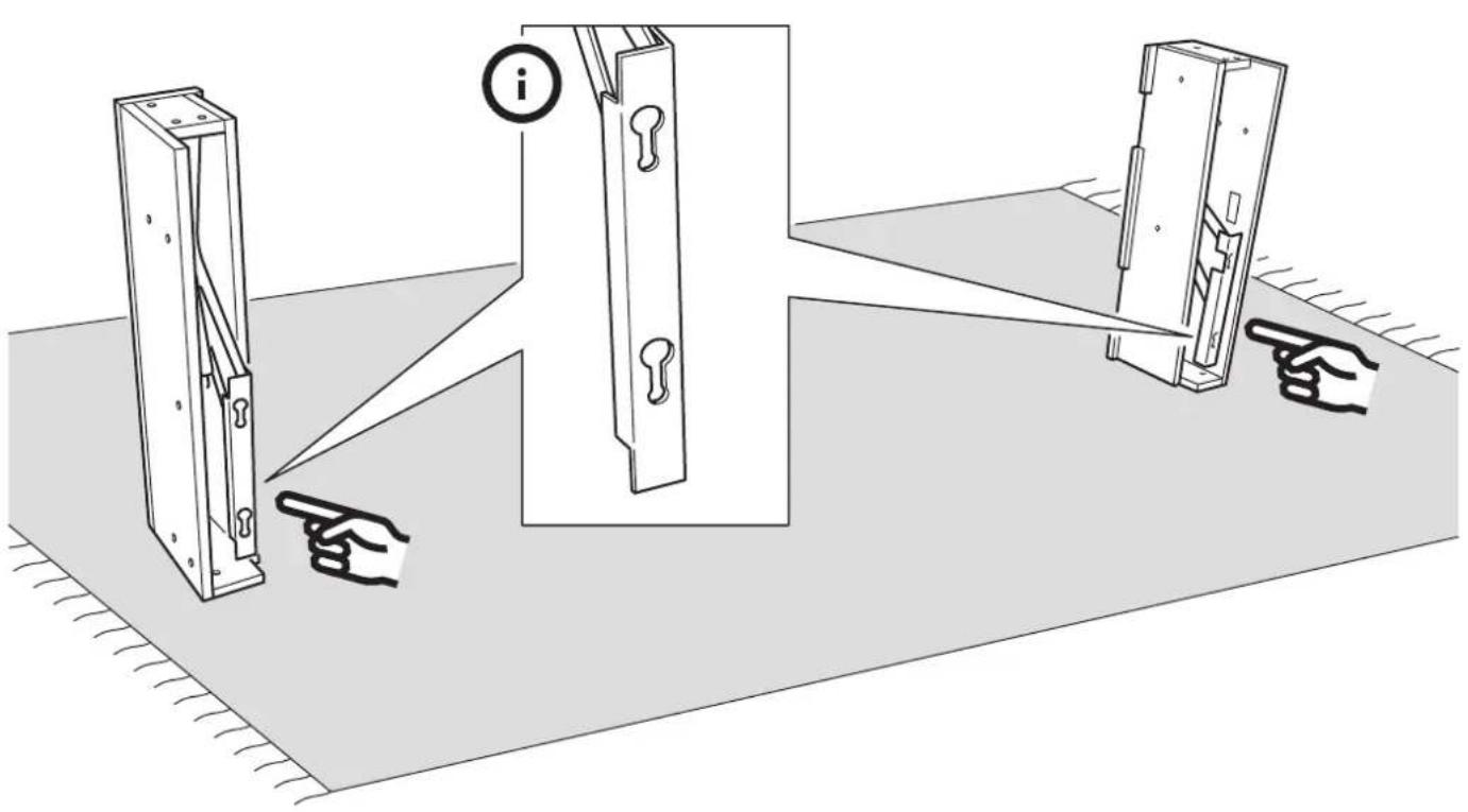 Diagram illustrating door lock mechanism with labeled components and hand positioning instructions