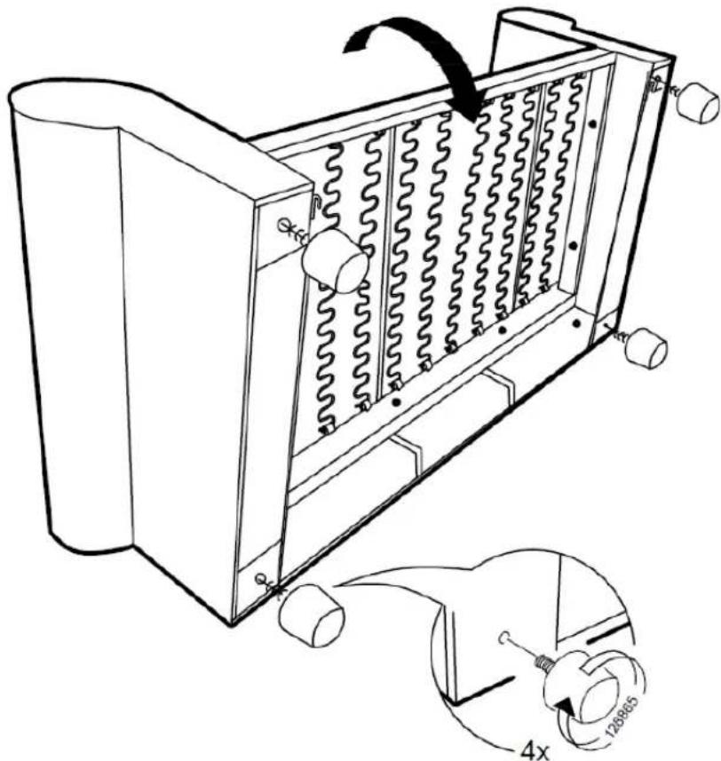 Technical diagram of a mechanical device with spring-loaded housing and a magnified inset showing a 4x speed measurement.