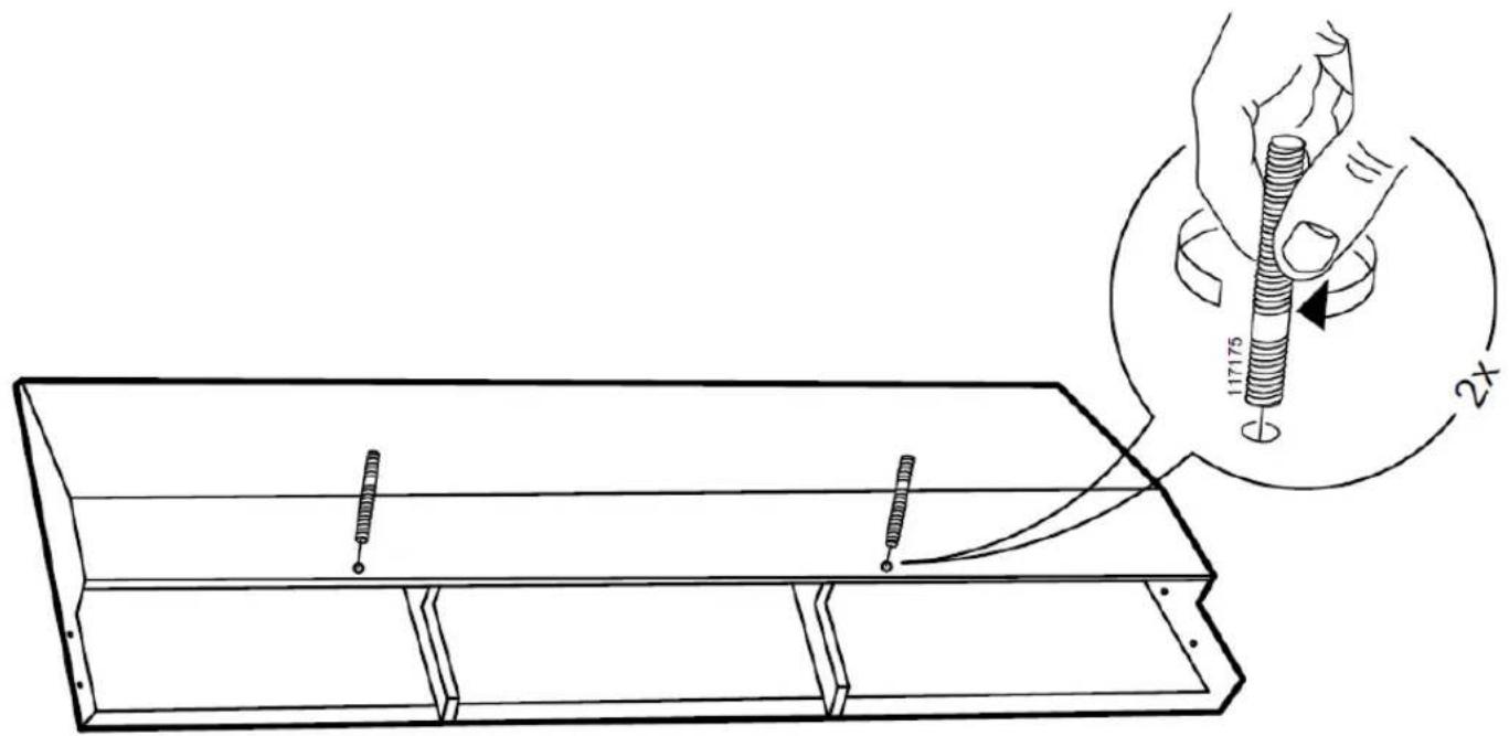 Technical diagram showing a mechanical assembly with a magnified inset illustrating a 2x increase in a bolt head.