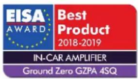 EISA AWARD Best Product 2018-2019 IN-CAR AMPLIFIER Ground Zero GZPA 4SQ