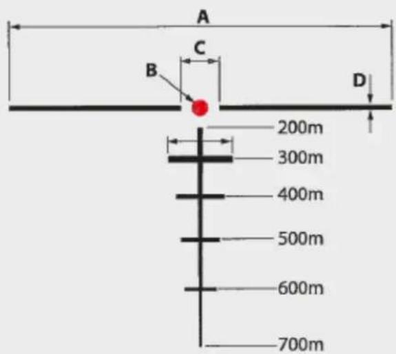A B C D 200m 300m 400m 500m 600m 700m