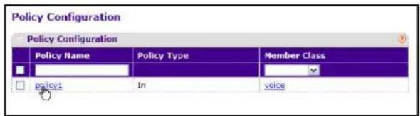 Policy Configuration Policy Configuration Policy Name Policy Type Member Class policy In voice