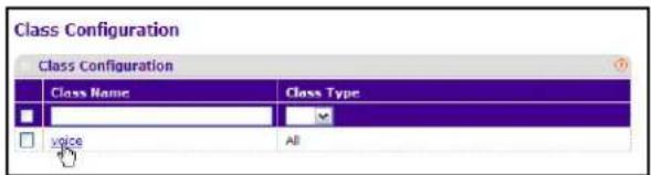 Class Configuration Class Configuration Class Name Class Type voice All