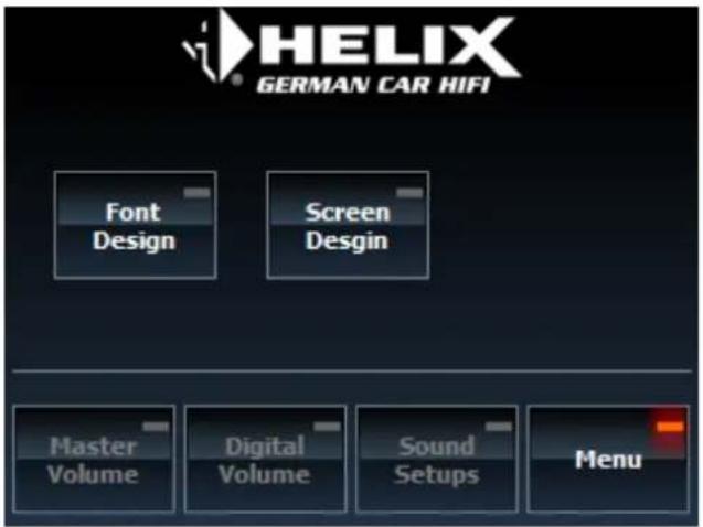 HELIX GERMAN CAR HIFI Font Design Screen Desgin Master Volume Digital Volume Sound Setups Menu