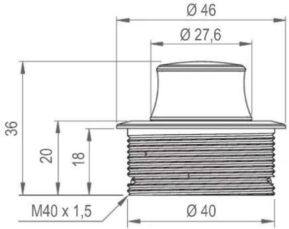 Ø 46 Ø 27,6 36 20 18 M40 x 1,5 Ø 40