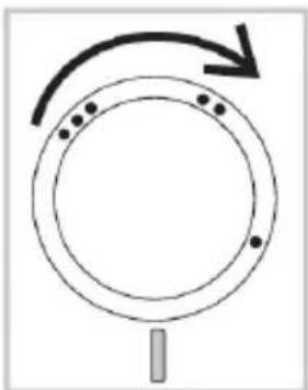 Simple circular diagram with arrows indicating rotation or direction, no text or symbols present