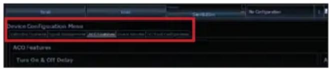 Device Configuration Menu ACO Features Turn On & Off Delay