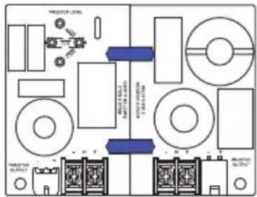 Technical diagram of a mechanical assembly with labeled components and directional arrows indicating flow or movement.