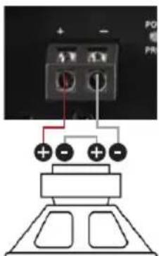 Diagram showing a device with three ports connected to a grid, labeled with positive and negative terminals and connection points.