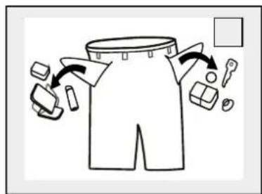 Diagram illustrating clothing item selection with arrows indicating movement from a shirt to accessories and parts.