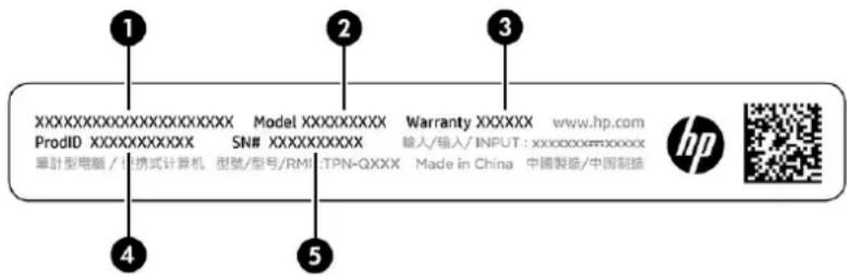 XXXXXXXXXXXXXXXXXX ProdID XXXXXXXXXXXX Model XXXXXXXX Warranty XXXXXX www.hp.com SN# XXXXXXXXXXXX 輸入/输入/INPUT: xxxxxxxxxxxxxxxx 單計型電腦 / 信機式计算机 型號/型号/RMI:TPN-QXXX Made in China 中國製造/中國製造 hp