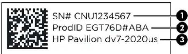 SN# CNU1234567 ProdID EGT76D#ABA HP Pavilion dv7-2020us