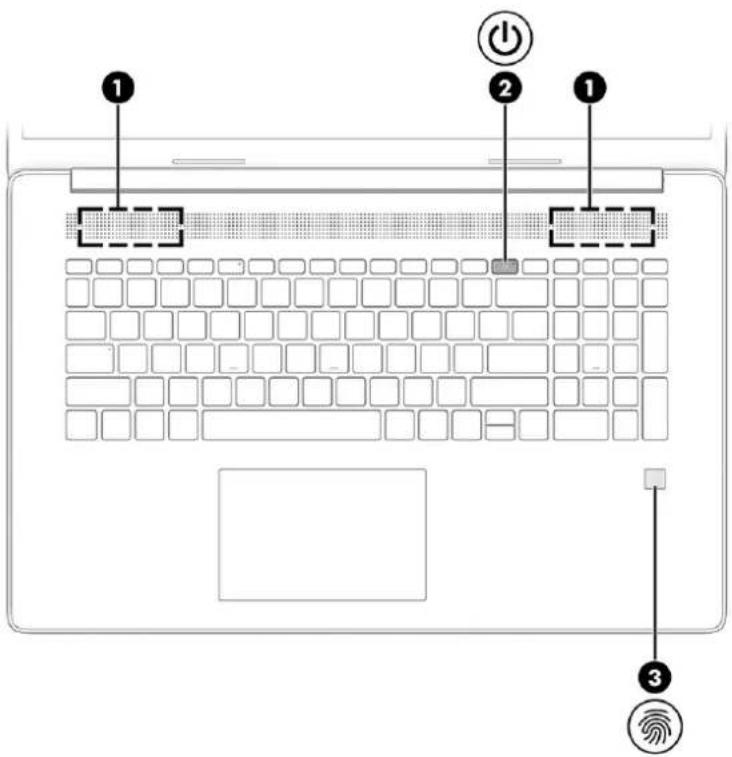 HP 17-cp3777ng - Taste, Lautsprecher und Fingerabdruck-Lesegerät - 1