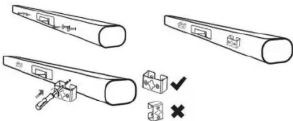 Diagram illustrating cable installation process with labeled components and checkmark indicators