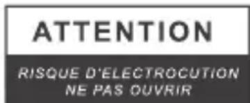 ATTENTION RISQUE D'ELECTROCUTION NE PAS OUVRIR