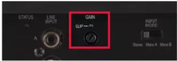 STATUS LINE INPUT A GAIN CLIP → 50% INPUT MODE Stereo Mono A Mono B