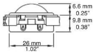 6.6 mm 0.25" 9.8 mm 0.38" 26 mm 1.02"