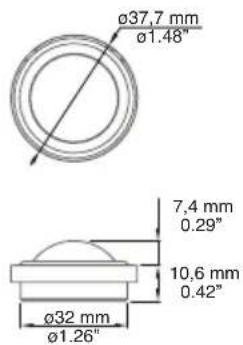 ø37,7 mm ø1.48" 7,4 mm 0.29" 10,6 mm 0.42" ø32 mm ø1.26"