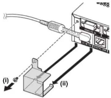 Diagram showing cable connection to a device with labeled parts (i) and (ii), including a connector and wiring.