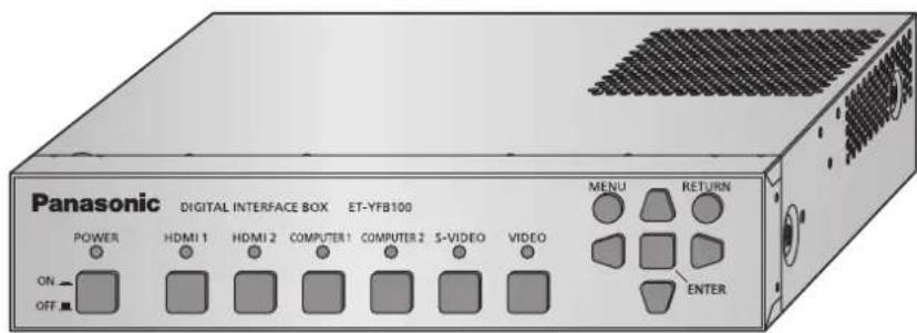 Panasonic DIGITAL INTERFACE BOX ET-YFB100 POWER HDMI 1 HDMI 2 COMPUTER 1 COMPUTER 2 S-VIDEO VIDEO MENU RETURN ON OFF ENTER
