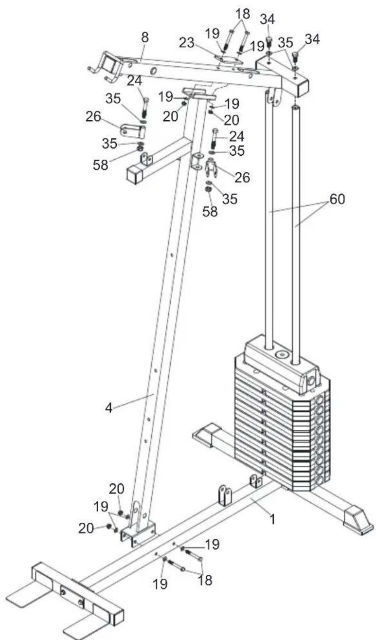 Technical diagram of a mechanical device with numbered components and labeled parts