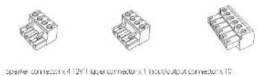 speaker connector x 4 | 2x1 finger connector x 1 hout/output connector x 10