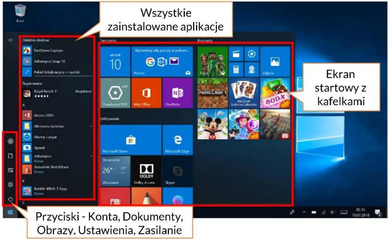 Wszystkie zainstalowane aplikacje Ostatnio dodane FastStone Capture Ashampoo Swap 10 Paket lokalizacyjny — polki Sugerowane Royal Revolt 2 Bezpłatne Access 2016 Akcesoria systemu Alarmy i zegar Aparat Ashampoo Nowe Autodesk Sketchlook Nowe Bubble Witch 3 Saga Nowe Tworzenie Kozywka wtoszki 10 Wytwietlą colę porząte w jednym... Pocztu Xbox Zdypła Drawboard PDF Moj Office OneNote MINECAFRY Microsoft Solitaire Collection SODA Odkrywanie Microsoft Store Microsoft Edge Stonecznie 26° 27° Warszawa Dolby Access Skype Przyciski - Konta, Dokumenty, Obrazy, Ustawienia, Zasilanie Ekran startowy z kafelkami