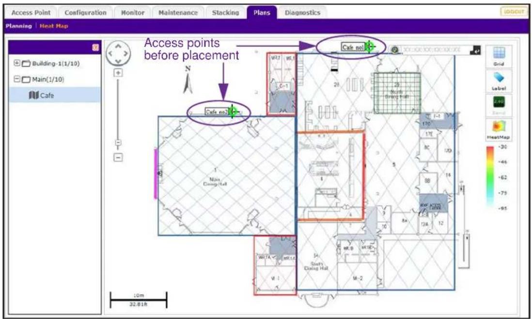 Access Point Configuration Monitor Maintenance Stacking Plans Diagnostics Planning | Heat Map Building-1(1/10) Main(1/10) Cafe Access points before placement Cafe no! Main Caring Hall 1 2 3 4 5 6 7 8 9 10 11 12 13 14 15 16 17 18 19 20 21 22 23 24 25 26 27 28 29 30 31 32 33 34 35 36 37 38 39 40 41 42 43 44 45 46 47 48 49 50 51 52 53 54 55 56 57 58 59 60 61 62 63 64 65 66 67 68 69 70 71 72 73 74 75 76 77 78 79 80 81 82 83 84 85 86 87 88 89 90 91 92 93 94 95 96 97 98 99 100