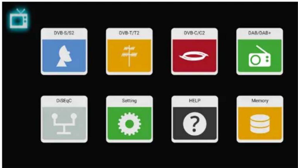 DVB-S/S2 DVB-T/T2 DVB-C/C2 DAB/DAB+ DiSEqC Setting HELP Memory