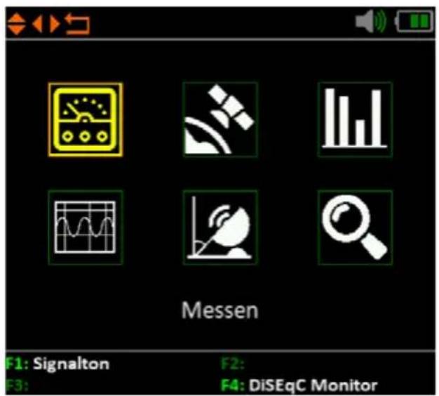 F1: Signalton F2: F3: DiSEqC Monitor Messen