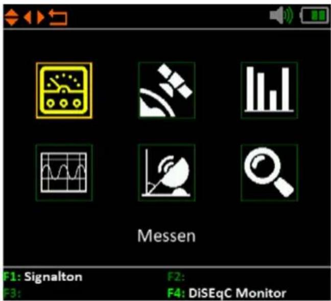 F1: Signalton F2: F3: DiSEqC Monitor Messen