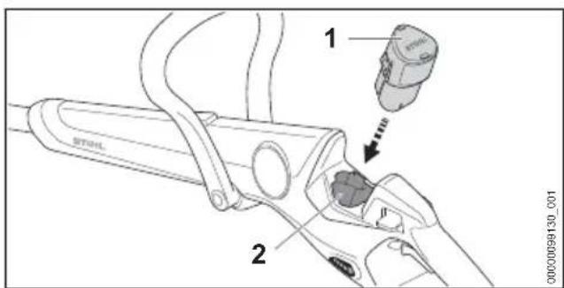 STIHL FSA 30 - Introducerea accumulatorului - 1