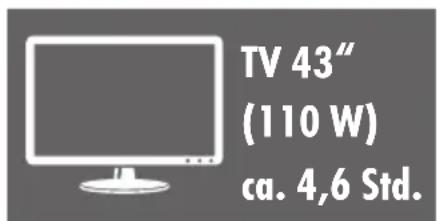 TV 43" (110 W) ca. 4,6 Std.