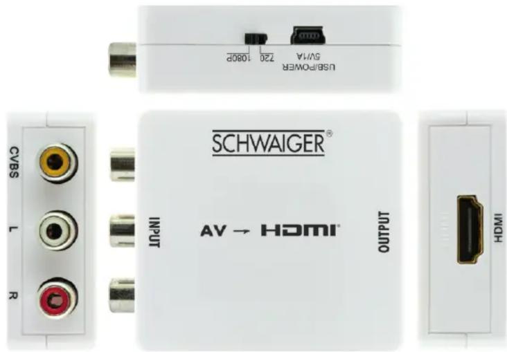 USB/POWER SV/1A 720 1080F SCHWAIGER® AV → HDMI® OUTPUT INPUT CVBS L R H IWDH