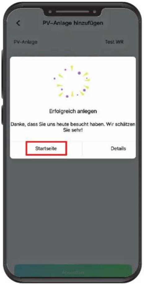 PV-Anlage hinzufügen PV-Anlage Test WR Erfolgreich anlegen Danke, dass Sie uns heute besucht haben. Wir schätzen Sie sehr! Startseite Details